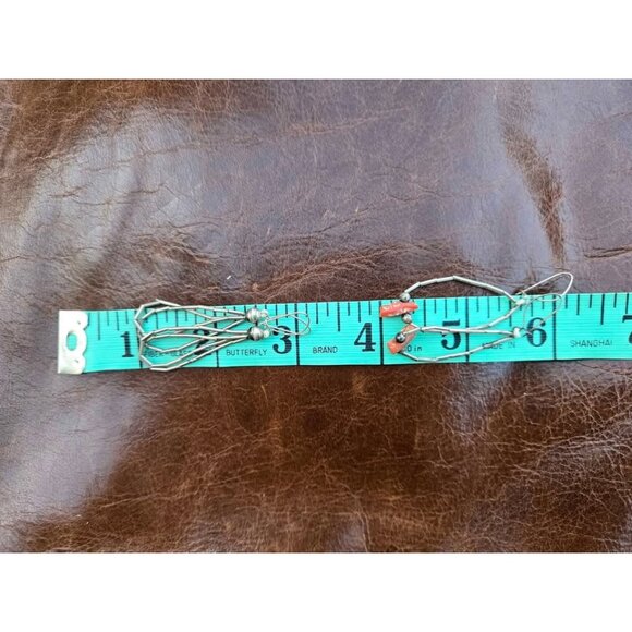 Two Pairs Liquid Silver Native American Style Earrings Coral Silver Pearls - Picture 9 of 9